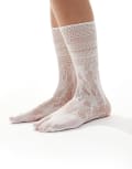 [ASOS DESIGN] ASOS DESIGN sheer lace split-toe socks in white-Black One Size WHITE