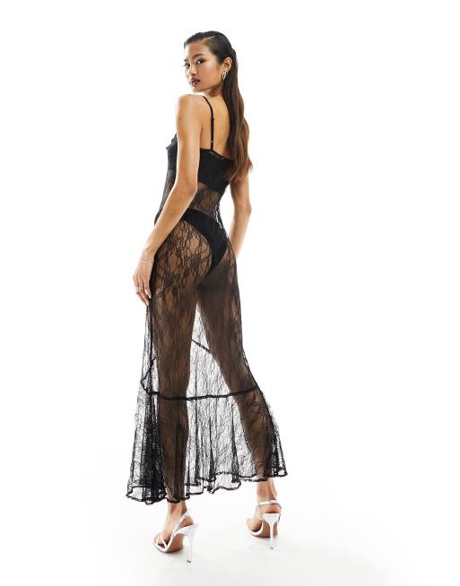 Sheer lace best sale midi dress