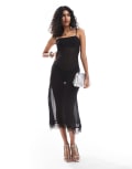[ASOS DESIGN] ASOS DESIGN sheer lace trim chiffon maxi dress in black XS Black