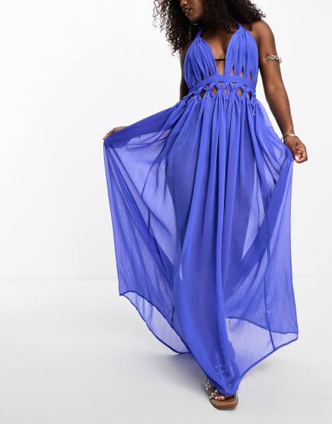 Blue long summer dress sale