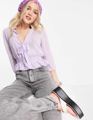 purple sheer long sleeve top