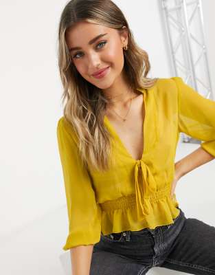 dark yellow womens tops