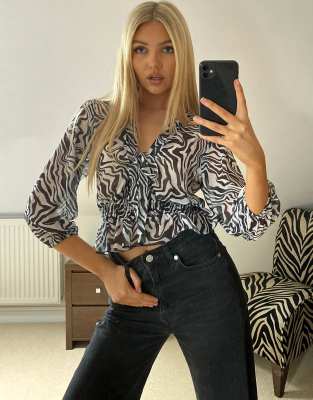 sheer zebra top