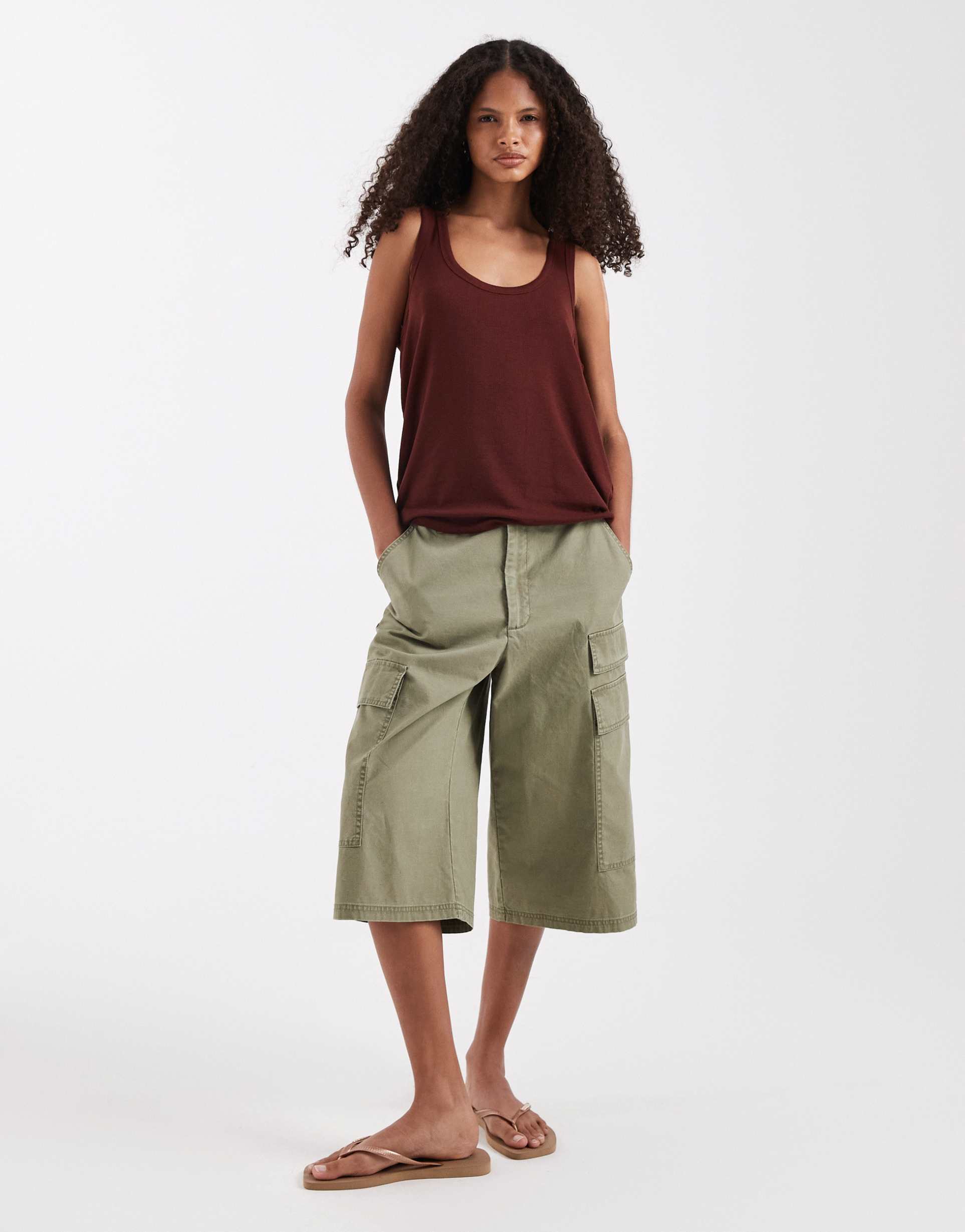 asos design sheer loose fit scoop neck tank top in chocolate
