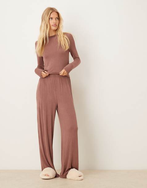 ASOS DESIGN sheer lounge set in brown - view 1