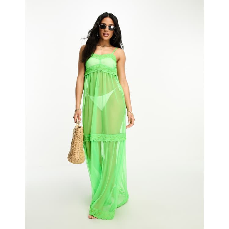 Lime green 2025 see through dress