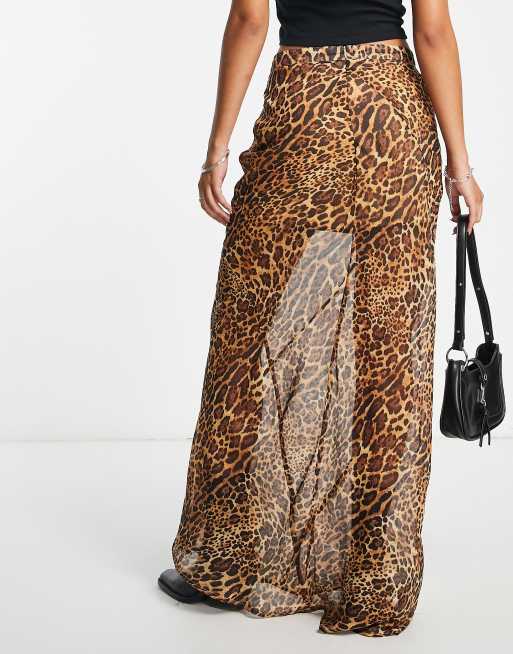 Leopard print 2025 maxi skirt yoga