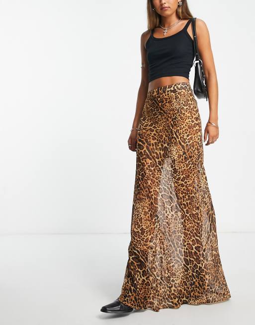 ASOS DESIGN sheer maxi skirt in leopard print ASOS