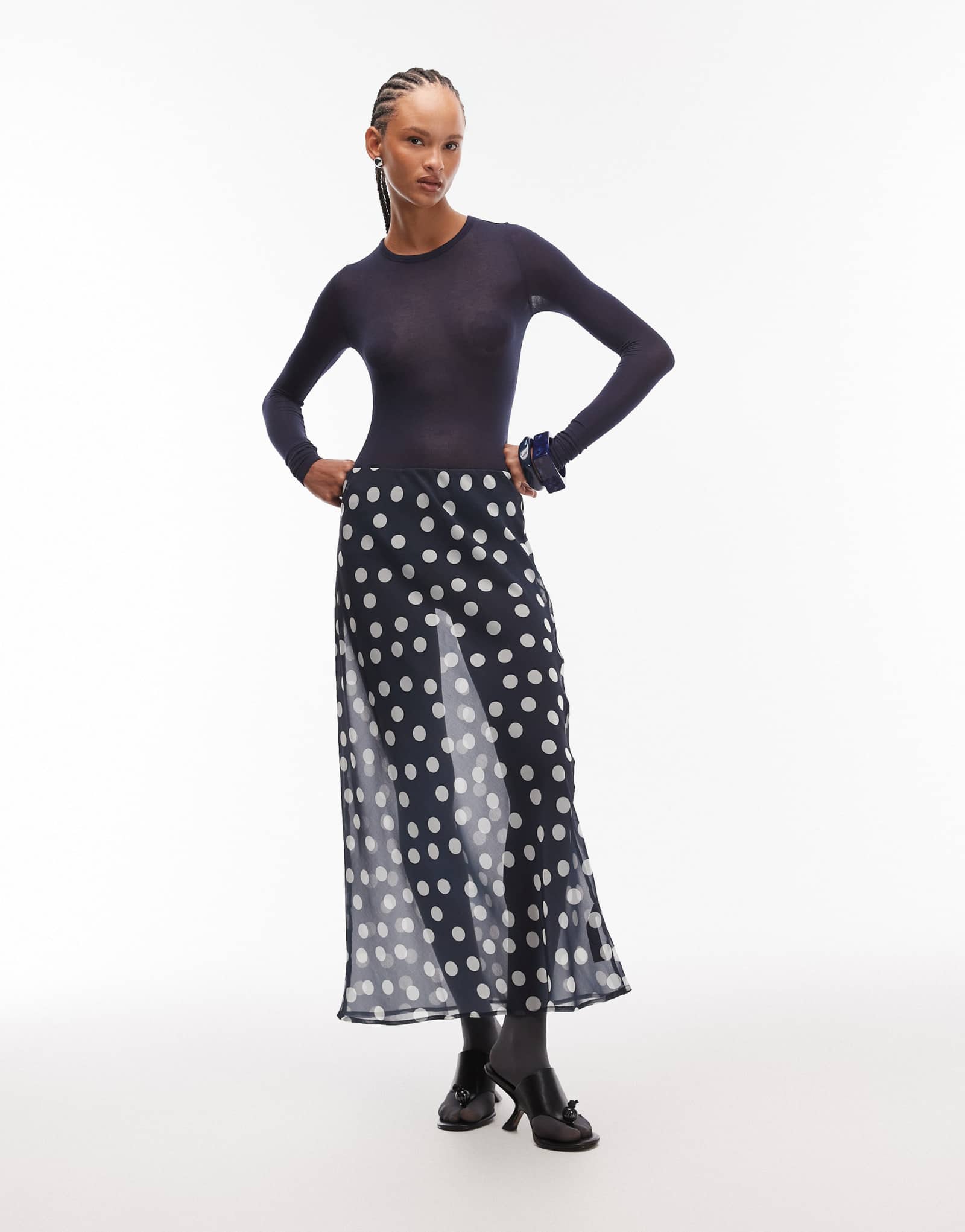 Прозрачная макси-юбка ASOS DESIGN в горошек