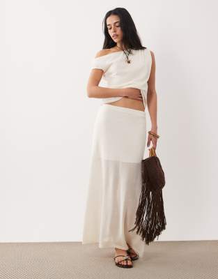ASOS DESIGN sheer maxi skirt in white - part of a set
