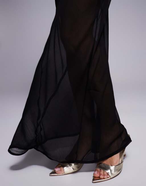 Sheer skirt with lining new arrivals