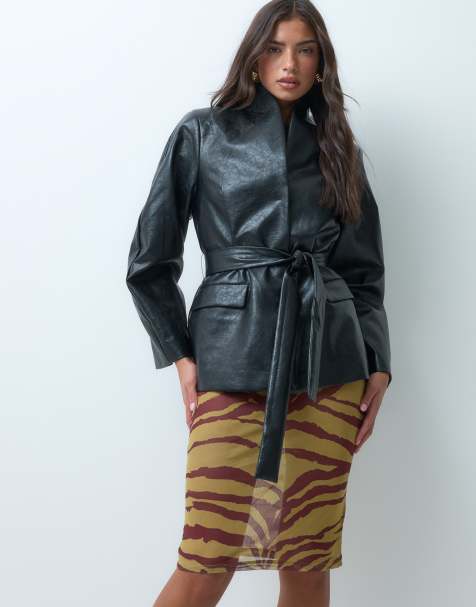 ASOS DESIGN sheer mesh 90's slip midi skirt in abstract zebra print - view 1