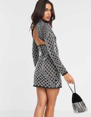 asos black embellished dress