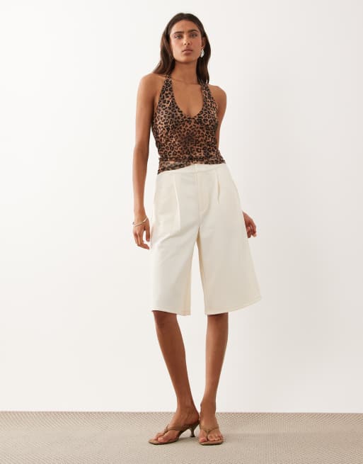 ASOS DESIGN sheer mesh halterneck top in animal print, 2 of 4