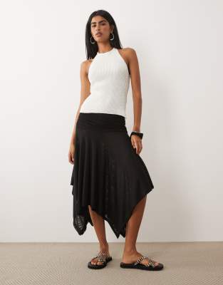 Юбка ASOS DESIGN из прозрачной сетки с подолом в виде носового платка черного цвета black