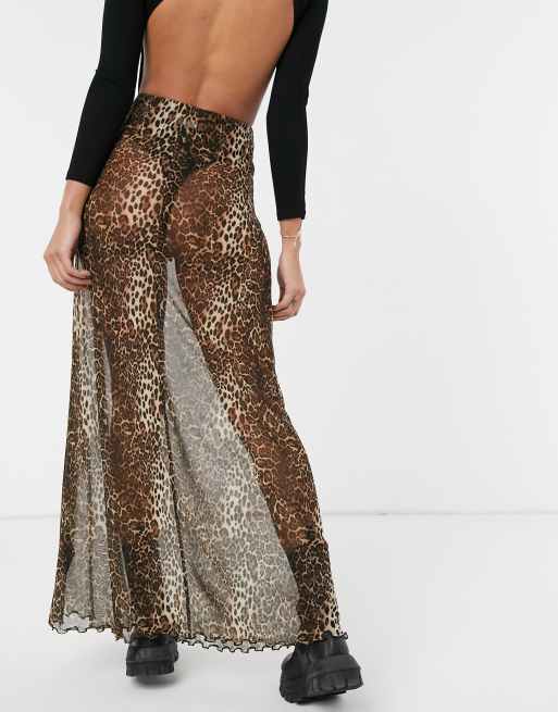 Leopard print 2024 mesh maxi skirt