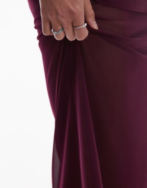 ASOS DESIGN sheer mesh maxi skirt in fig