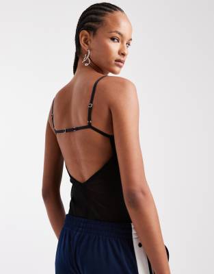 Asos Design Sheer Mesh Mix Panel Detail Bodysuit In Black