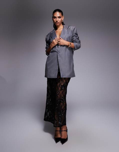 ASOS DESIGN sheer mesh scatter sequin maxi skirt in black - view 1