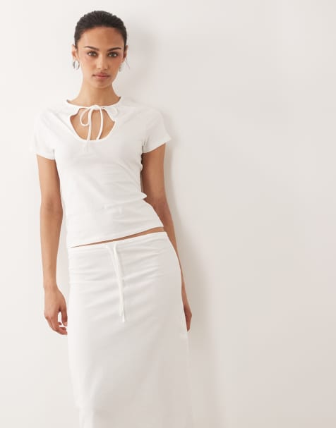 ASOS DESIGN sheer midi skirt co-ord in cream - view 1
