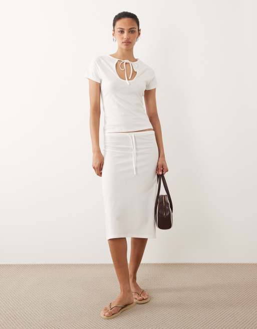 ASOS DESIGN sheer midi skirt in cream - part of a set, 2 of 5