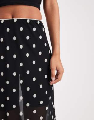 Asos Design Sheer Midi Skirt In Black