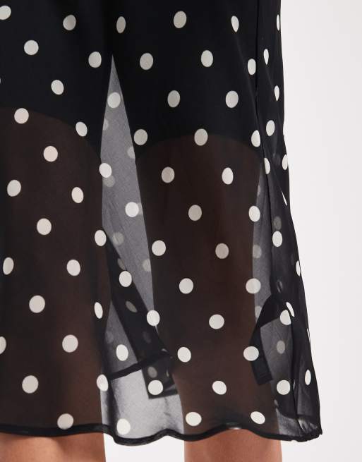 ASOS DESIGN sheer midi skirt in polka dot, 4 of 5