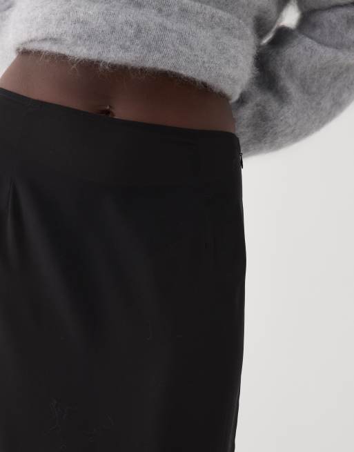 ASOS DESIGN sheer midi skirt with embellished bead hem in black, 5 of 5