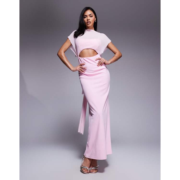 a line shimmer dress Asymmetric Sequin Sheer Cut-out Front Mesh A-line Long Dress GLGL3281 main image 0