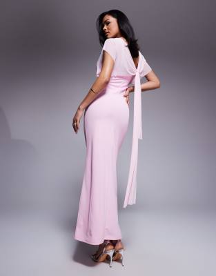 ASOS DESIGN sheer overlay maxi dress in light pink | ASOS