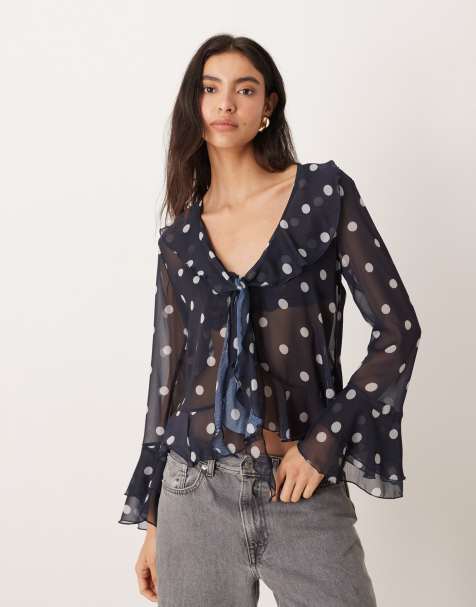 ASOS DESIGN sheer ruffle detailing blouse - view 1