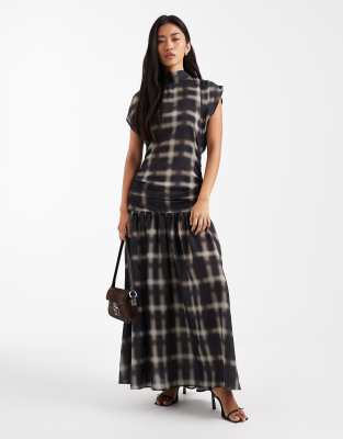 Asos Design Sheer Scarf Draped Maxi Dress In Multi