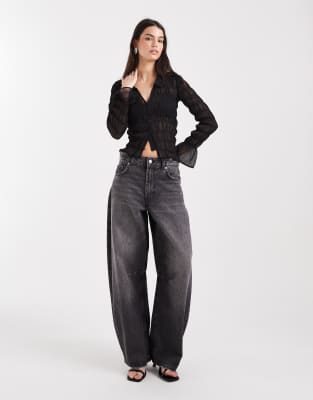 Asos Design Sheer Seamed Detail Shirt In Black