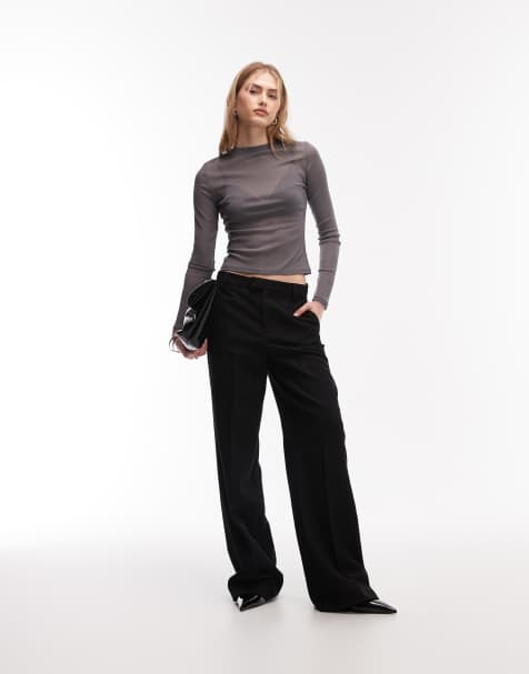 ASOS DESIGN sheer second skin gauzy mesh long sleeve top in grey