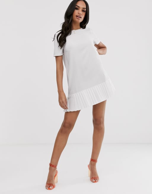 ASOS DESIGN sheer shift mini dress with pleated hem