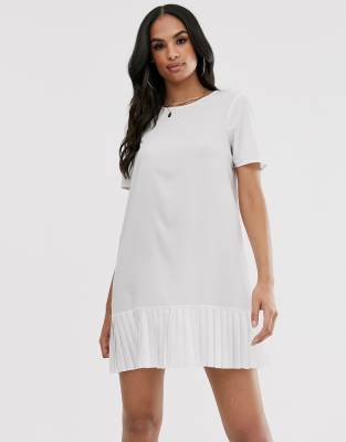 pleated hem shift dress