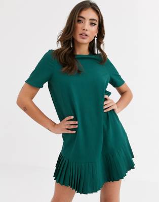 Pleated hem outlet shift dress