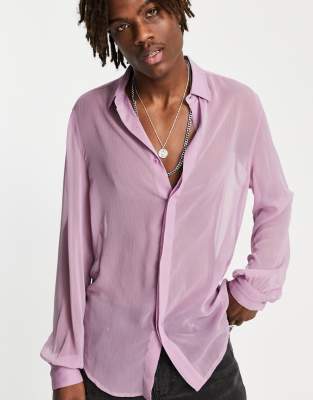 ASOS DESIGN sheer shirt in pink