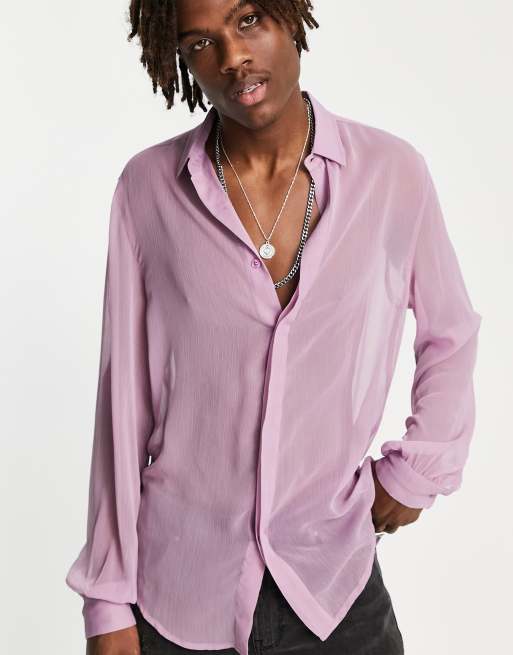 Pink sales sheer shirt