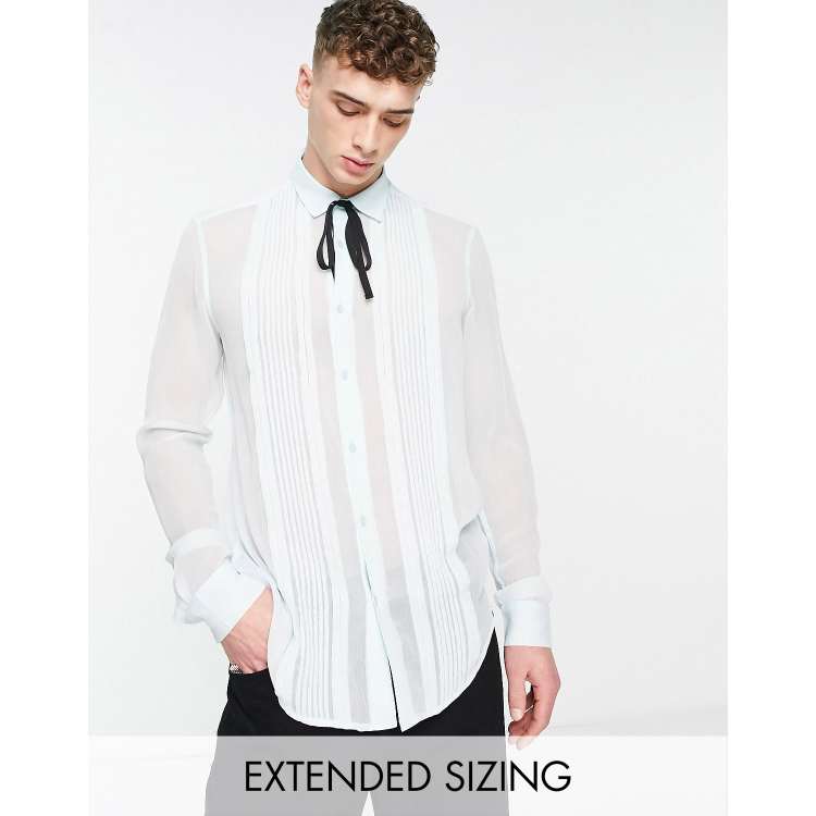 ASOS DESIGN sheer shirt with pleated front in white