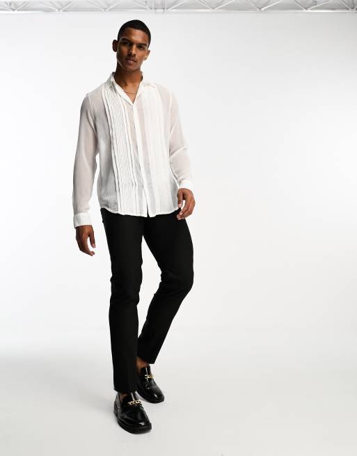 ASOS Shirt In Sheer Fabric With Mesh Back in Black for Men