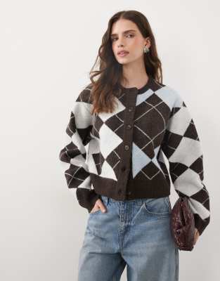 Asos Design Sheer Slash Neck Cuffed Sleeve Batwing Sweater In Multi
