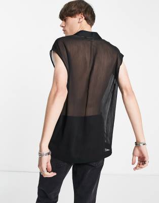 black sheer sleeveless top