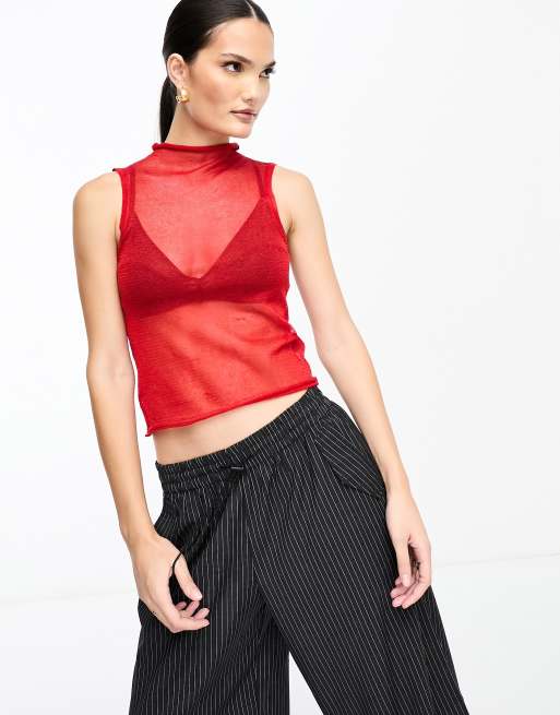 Sleeveless store sheer top