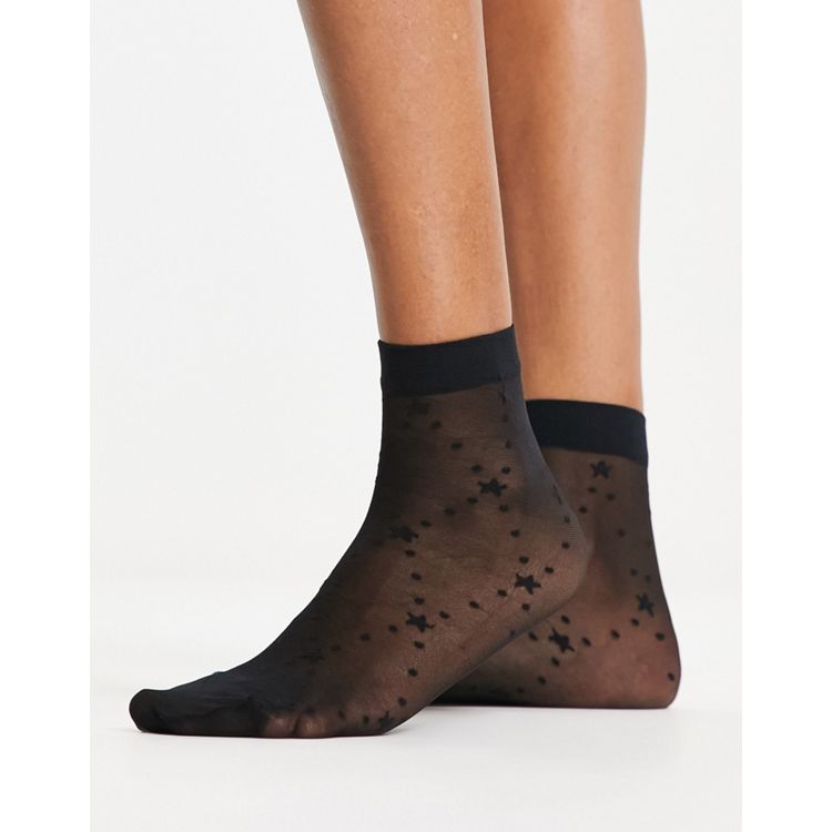 ASOS DESIGN sheer J'adore sock in black