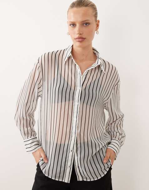 ASOS DESIGN sheer stripe shirt - view 1