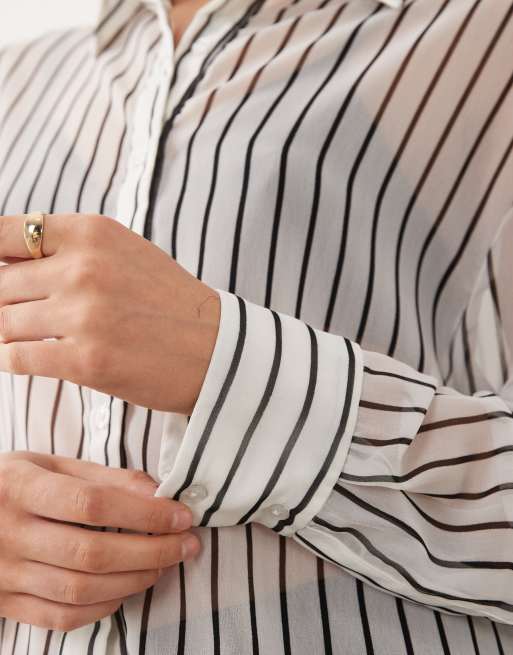 ASOS DESIGN sheer stripe shirt, 2 of 4
