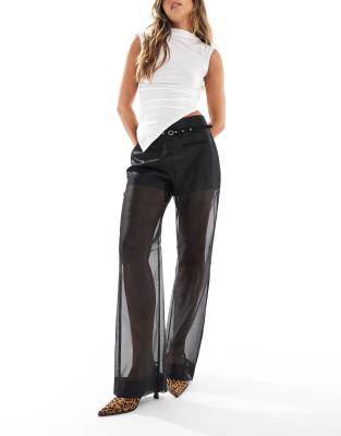 ASOS DESIGN sheer tailored trouser in black