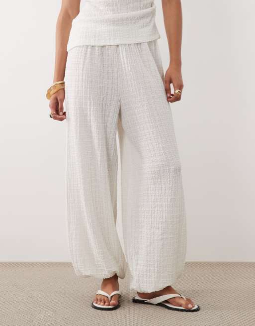 ASOS DESIGN sheer textured balloon pants in white - part of a set, 2 of 5