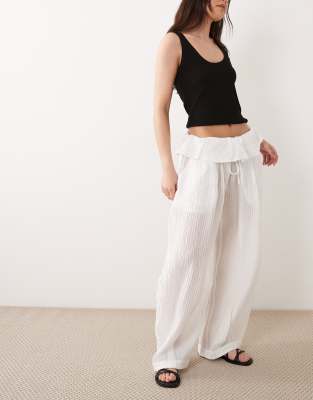 Asos Design Sheer Textured Pull On Balloon Pants With Waist Detail In Multi